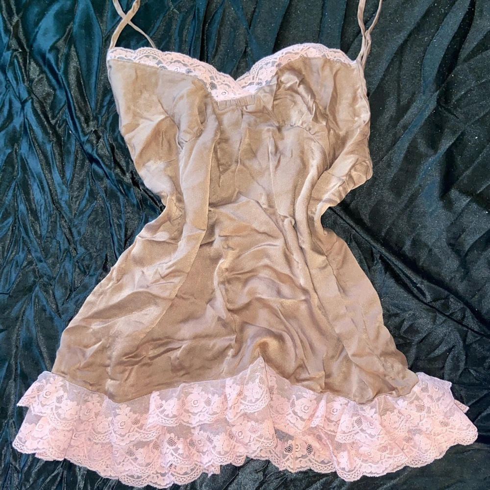 Victoria's Secret Brown Chemise with Pink Lace